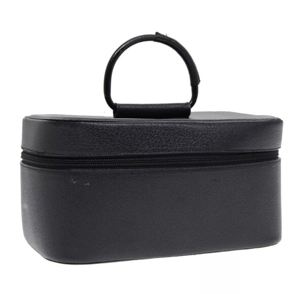 GUCCI Cosmetic Pouch Leather Black Gold Auth 90255 - Picture 1 of 16